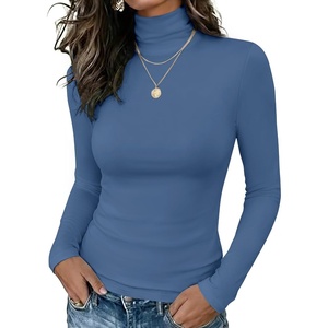 Zeagoo Long Sleeve Mock Neck Tops Slim Fit Shirt Fleece Lined Thermal Tee(Blue)