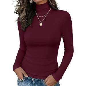 Zeagoo Long Sleeve Mock Neck Tops Slim Fit Shirt Fleece Lined Thermal Tee(Dark Red)