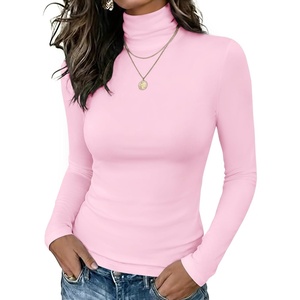 Zeagoo Long Sleeve Mock Neck Tops Slim Fit Shirt Fleece Lined Thermal Tee(Pink)