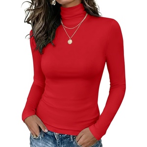Zeagoo Long Sleeve Mock Neck Tops Slim Fit Shirt Fleece Lined Thermal Tee(Red)