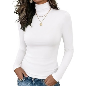 Zeagoo Long Sleeve Mock Neck Tops Slim Fit Shirt Fleece Lined Thermal Tee(White)