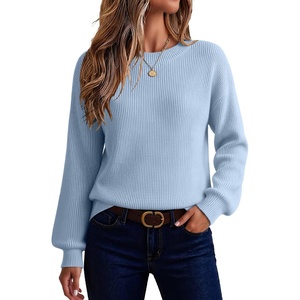 Zeagoo Sweaters for Women 2026 Loose Fit Chunky Knit Casual Fall Outfits(Light Blue)