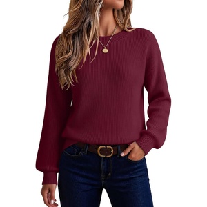 Zeagoo Sweaters for Women 2026 Loose Fit Chunky Knit Casual Fall Outfits(Wine Red)