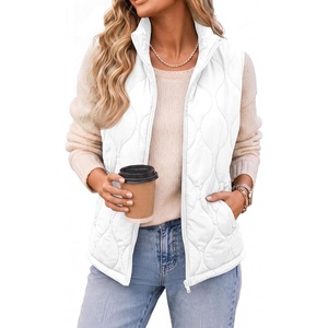 Zeagoo Womens Puffer Vest Lightweight Quilted Coat Sleeveless Jackets(A-white)