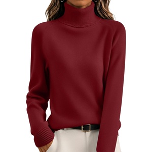Zeagoo Womens Sweaters Fall Turtleneck Tops Long Sleeve Winter Clothing(Wine Red)