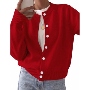 Zeagoo Wool Blend Cardigan Sweaters for Women 2026 Casual Fall Outfits(Red)