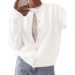 Zeagoo Wool Blend Cardigan Sweaters for Women 2026 Casual Fall Outfits(White)