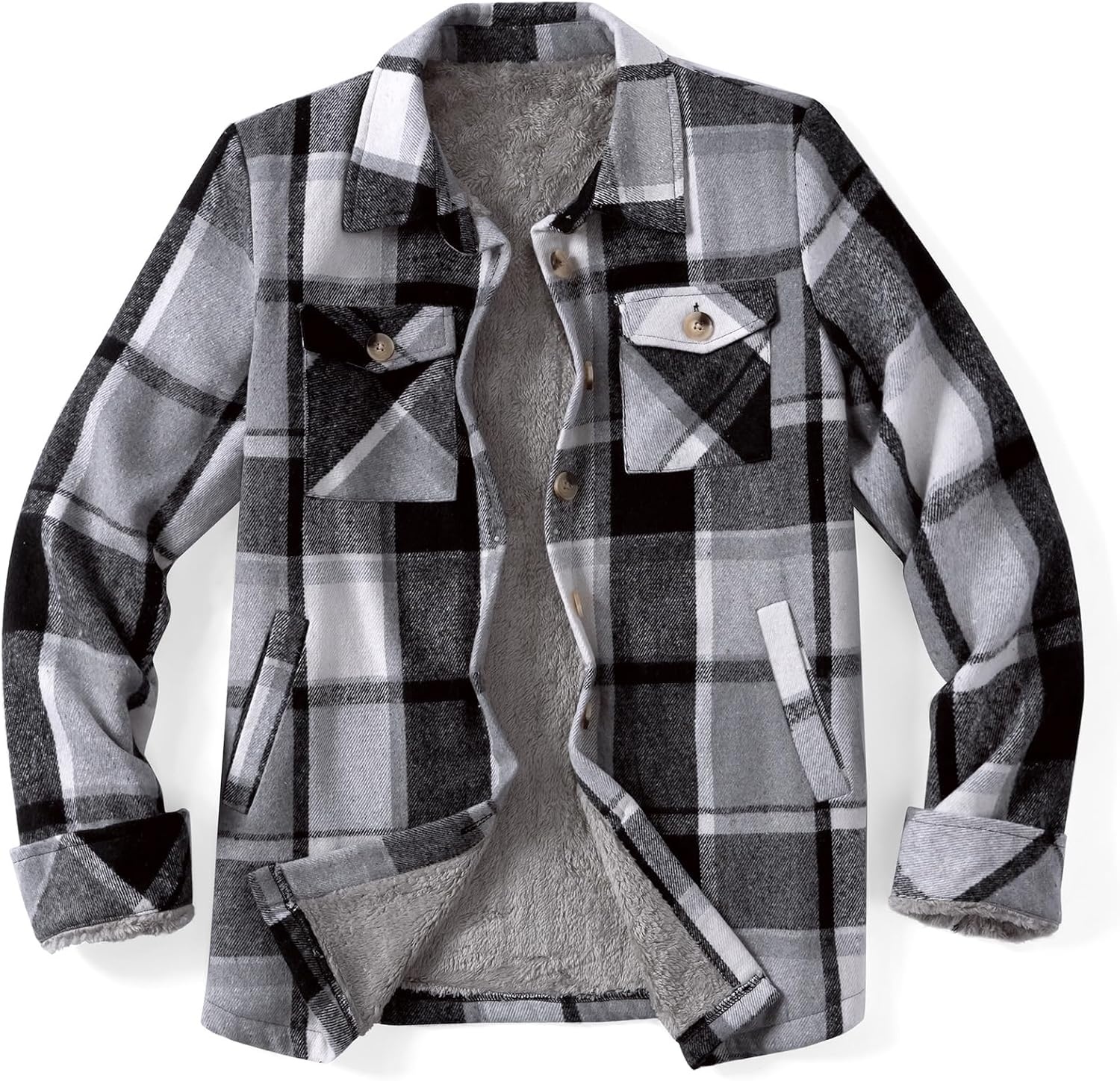 image:imageZeagoo Flannel Jacket for Women Sherpa Fleece Lined Winter Plaid CoatsBlack