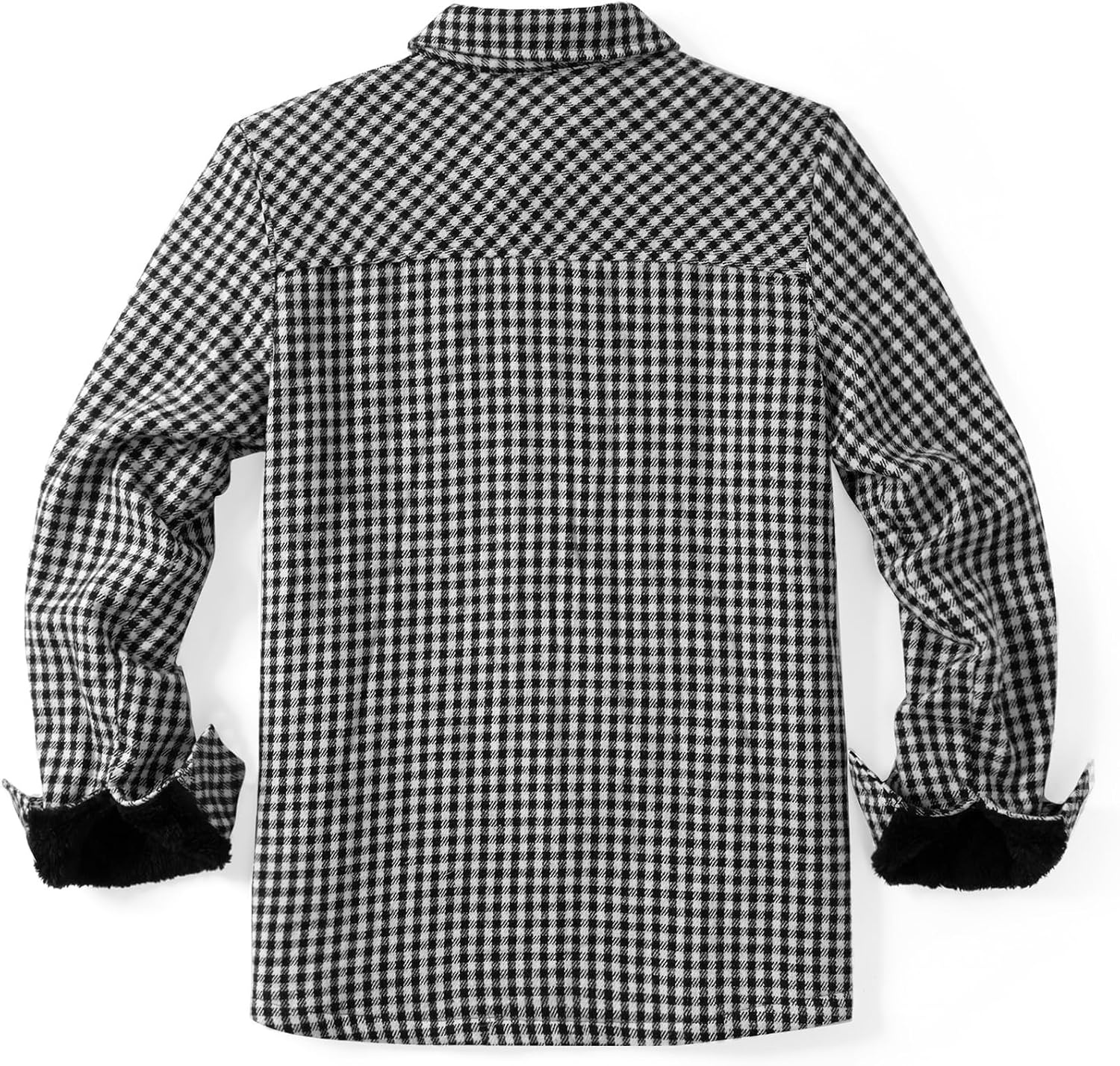 image:imageZeagoo Flannel Jacket for Women Sherpa Fleece Lined Winter Plaid CoatsBlack White Houndstooth