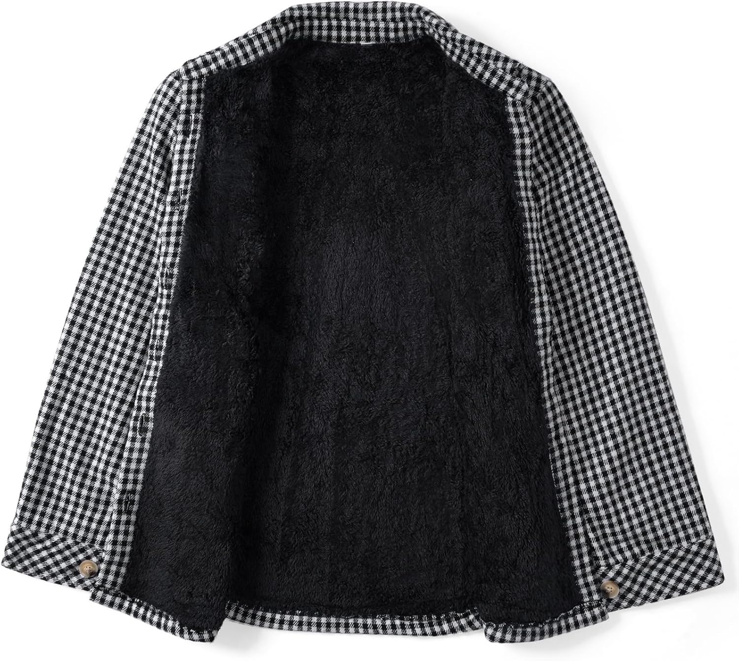 image:imageZeagoo Flannel Jacket for Women Sherpa Fleece Lined Winter Plaid CoatsBlack White Houndstooth