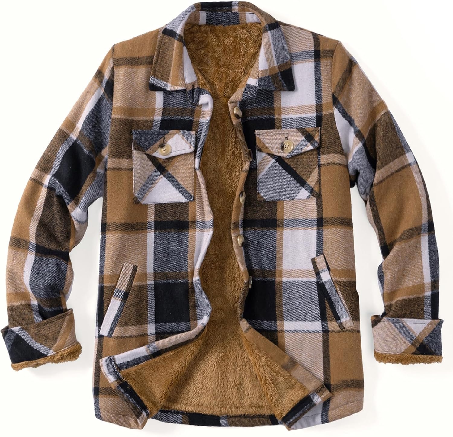 image:imageZeagoo Flannel Jacket for Women Sherpa Fleece Lined Winter Plaid CoatsBrown Black