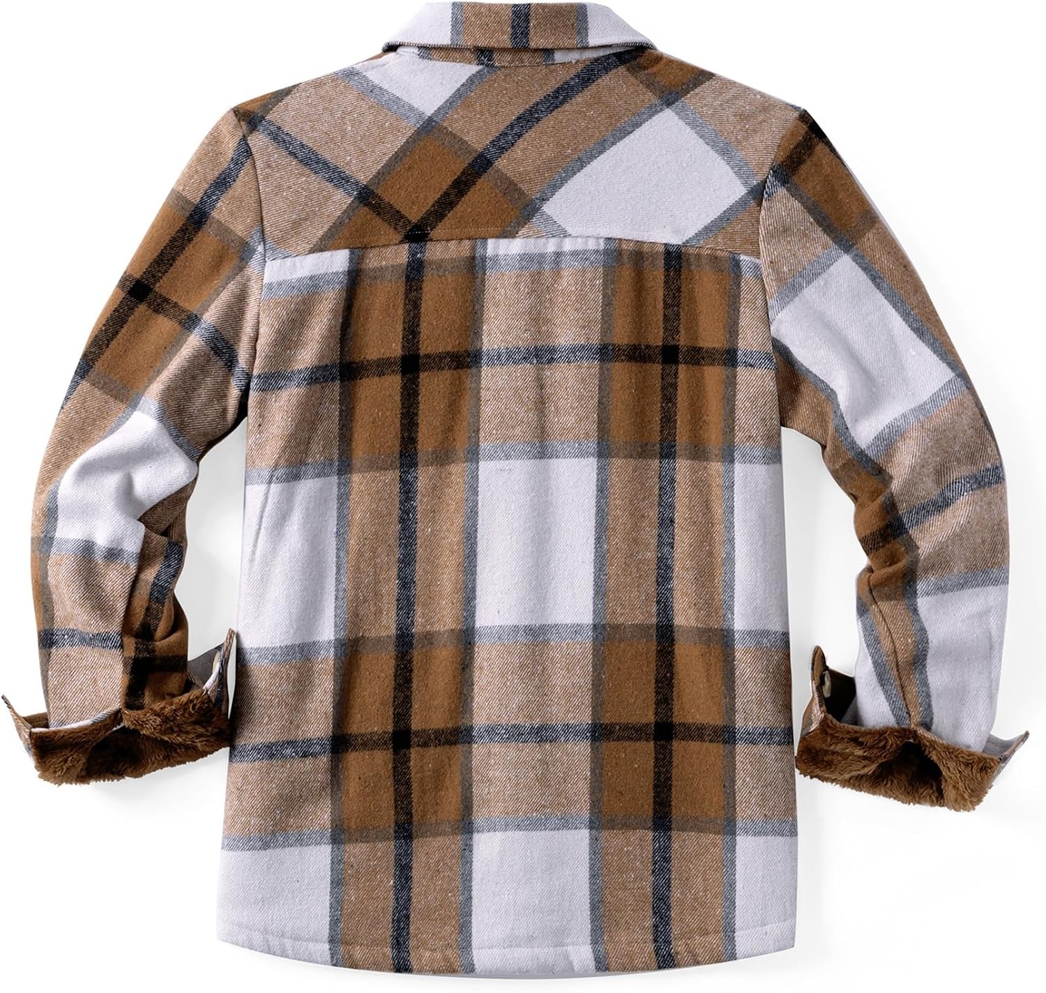 image:imageZeagoo Flannel Jacket for Women Sherpa Fleece Lined Winter Plaid CoatsBrown White