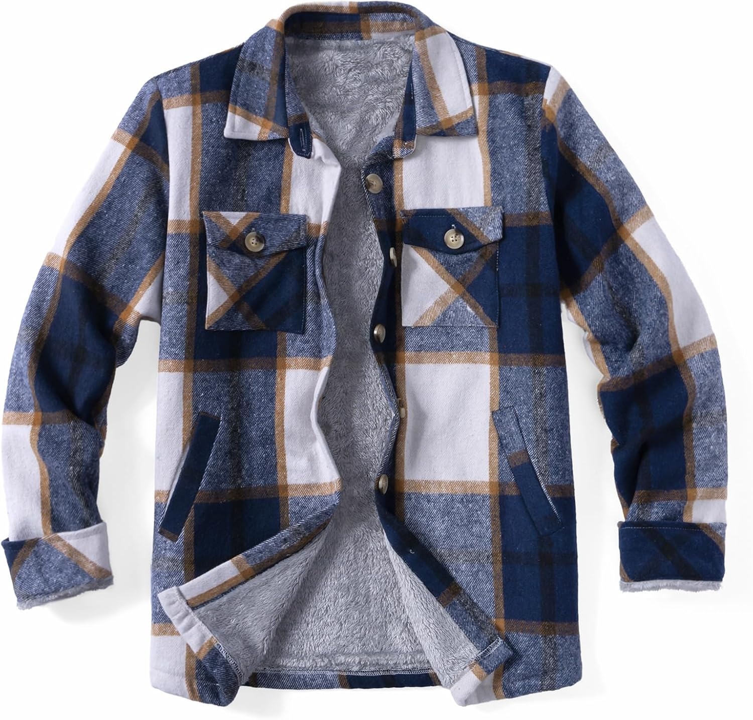 image:imageZeagoo Flannel Jacket for Women Sherpa Fleece Lined Winter Plaid CoatsNavy
