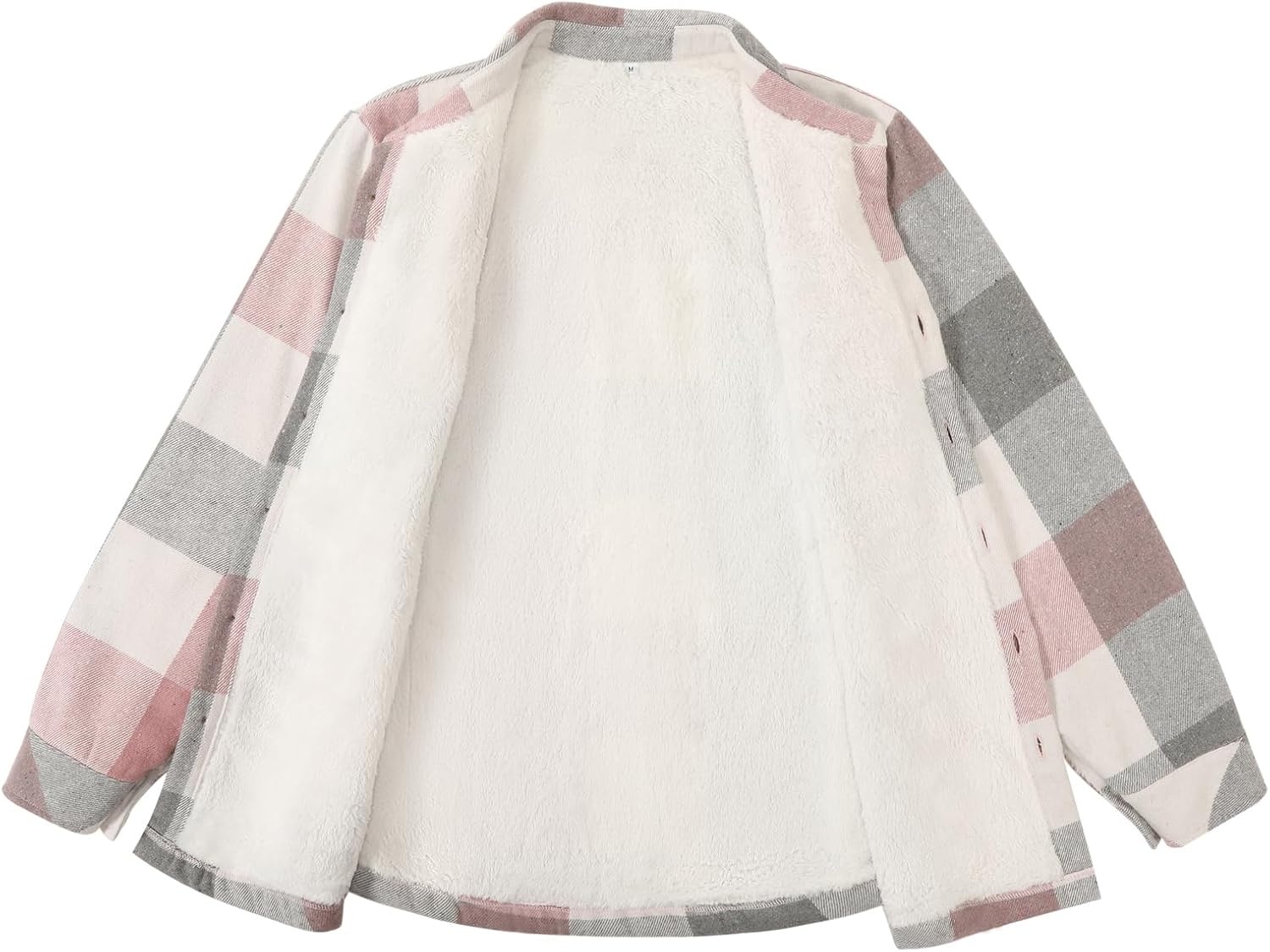 image:imageZeagoo Flannel Jacket for Women Sherpa Fleece Lined Winter Plaid CoatsPink Gray