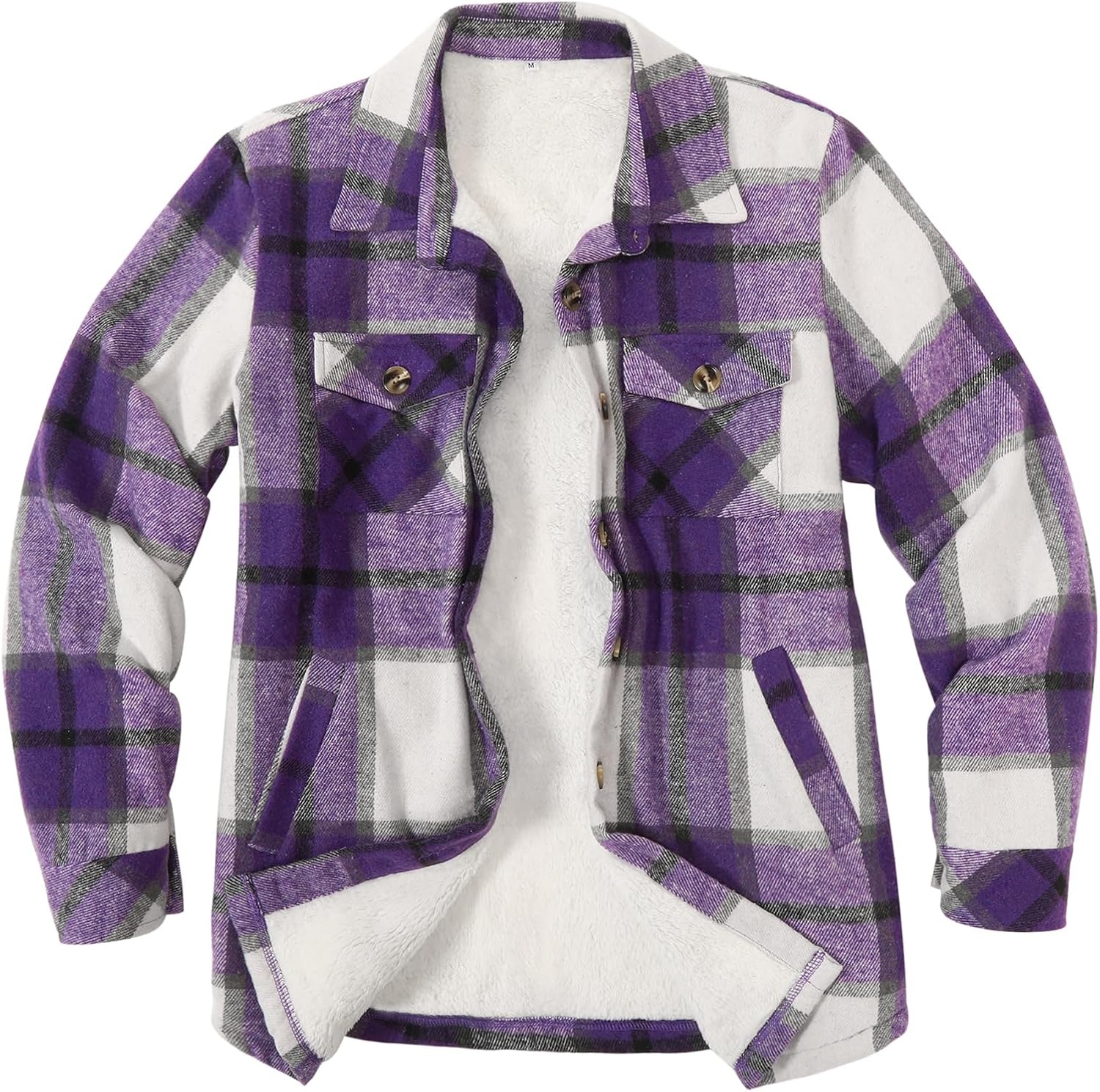 image:imageZeagoo Flannel Jacket for Women Sherpa Fleece Lined Winter Plaid CoatsPurple