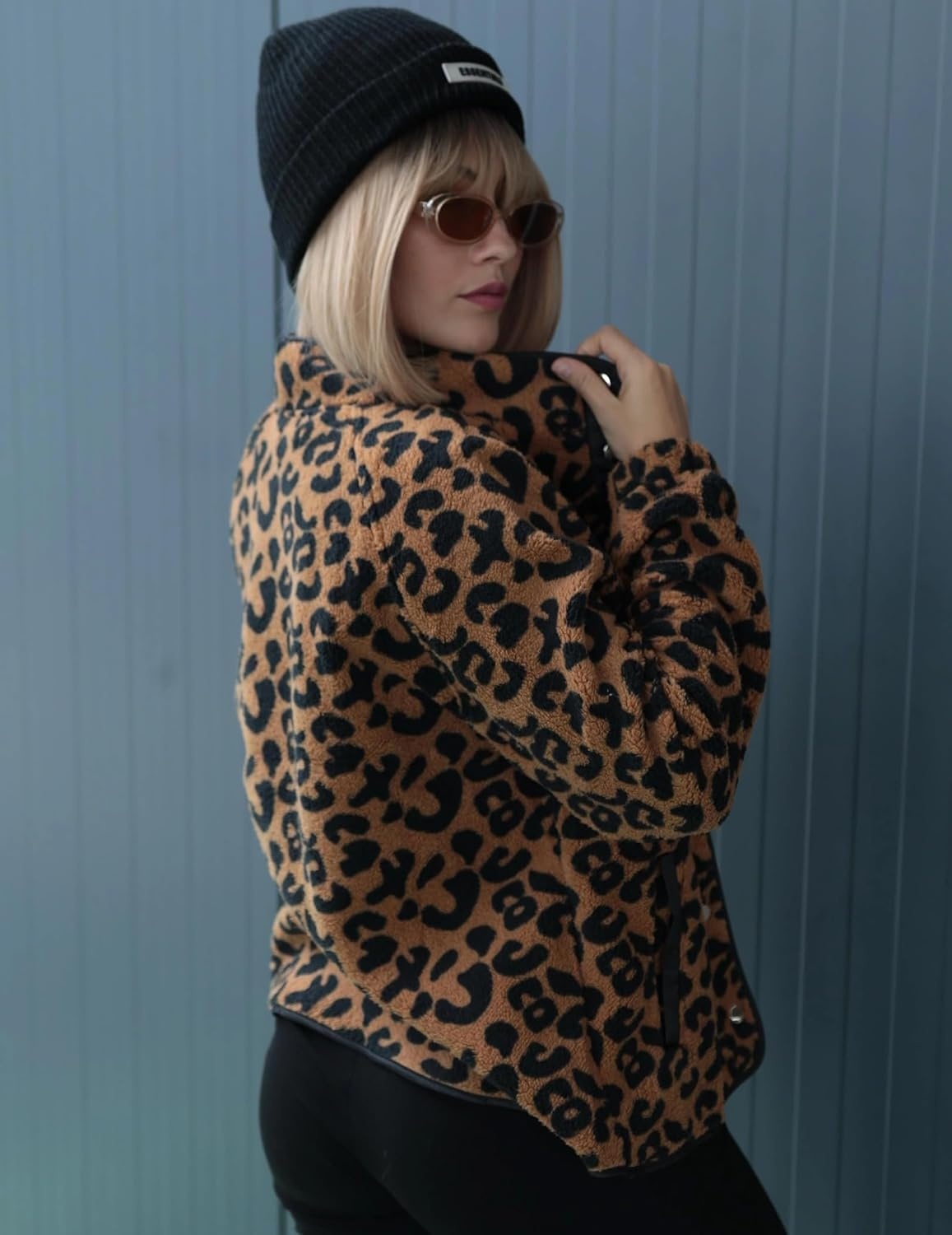 image:imageZeagoo Women Fleece Jacket Western Aztec Print Snap Button Down OuterwearLeopard Print
