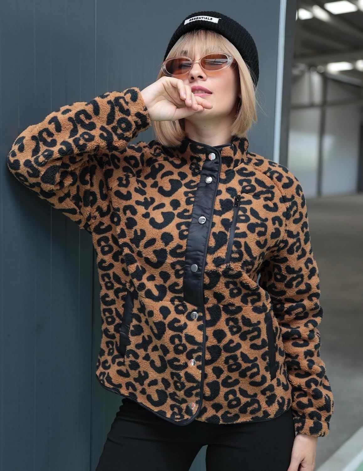 image:imageZeagoo Women Fleece Jacket Western Aztec Print Snap Button Down OuterwearLeopard Print