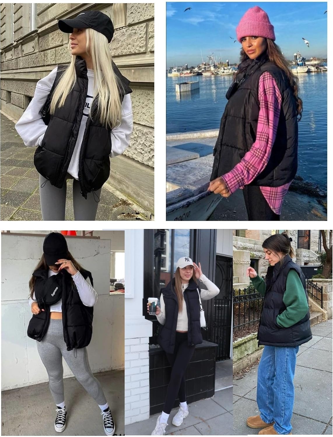 image:imageZeagoo Women Puffer Vest Lightweight Stand Collar Sleeveless Winter Warm Zip Up Padded Outerwear Jackets with Pockets SXXLBlack