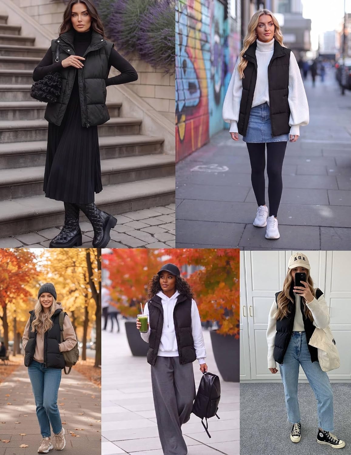 image:imageZeagoo Women Puffer Vest Lightweight Stand Collar Sleeveless Winter Warm Zip Up Padded Outerwear Jackets with Pockets SXXLBlack