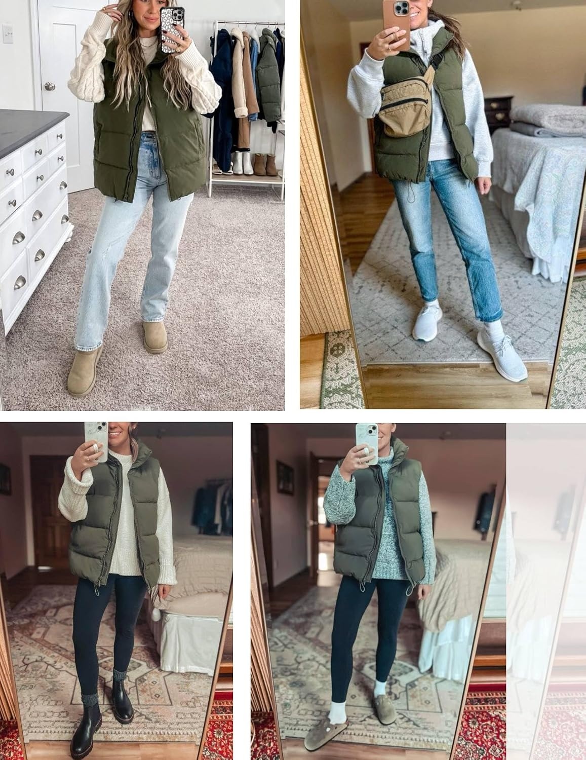 image:imageZeagoo Women Puffer Vest Lightweight Stand Collar Sleeveless Winter Warm Zip Up Padded Outerwear Jackets with Pockets SXXLOlive