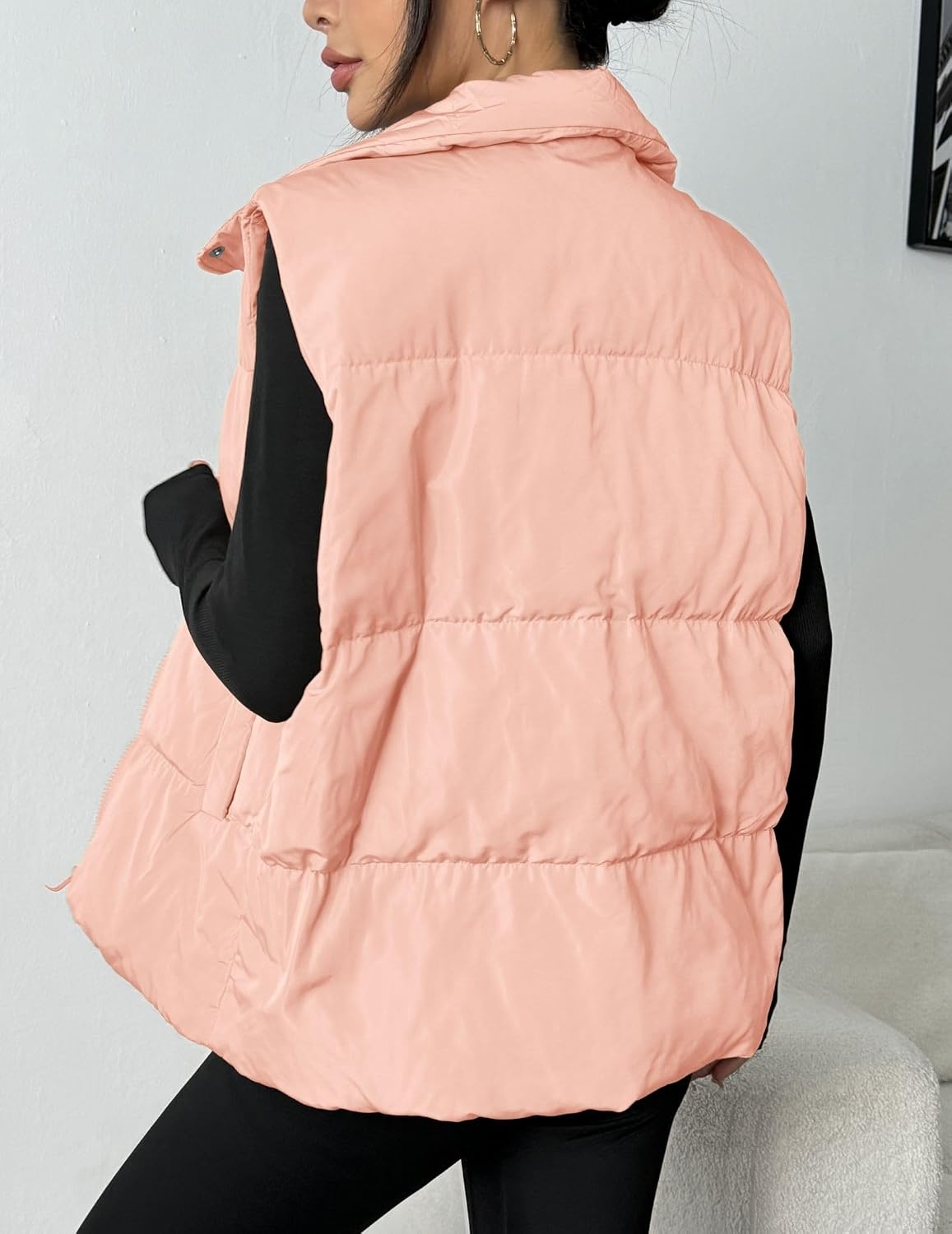 image:imageZeagoo Women Puffer Vest Lightweight Stand Collar Sleeveless Winter Warm Zip Up Padded Outerwear Jackets with Pockets SXXLPink