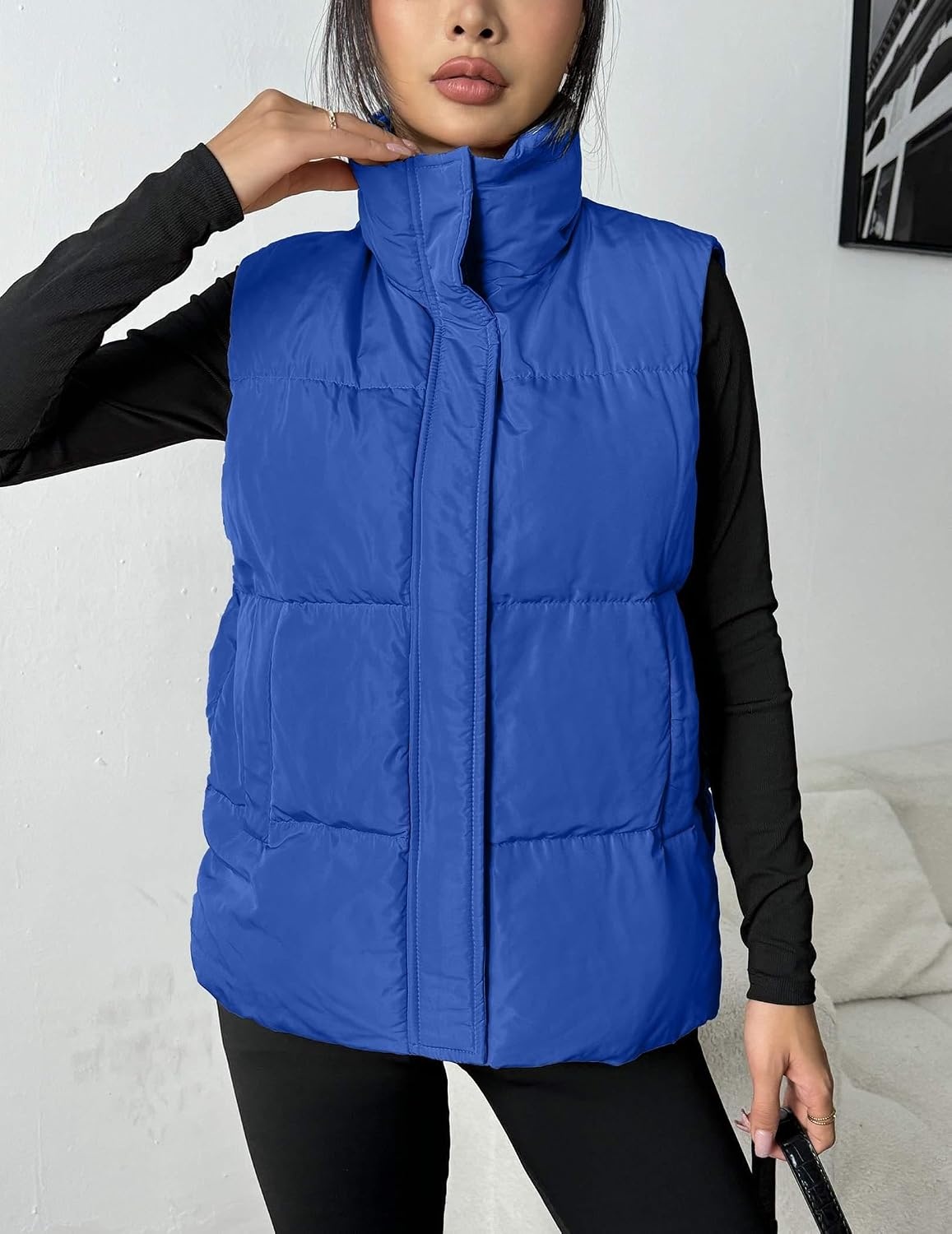 image:imageZeagoo Women Puffer Vest Lightweight Stand Collar Sleeveless Winter Warm Zip Up Padded Outerwear Jackets with Pockets SXXLSky Blue