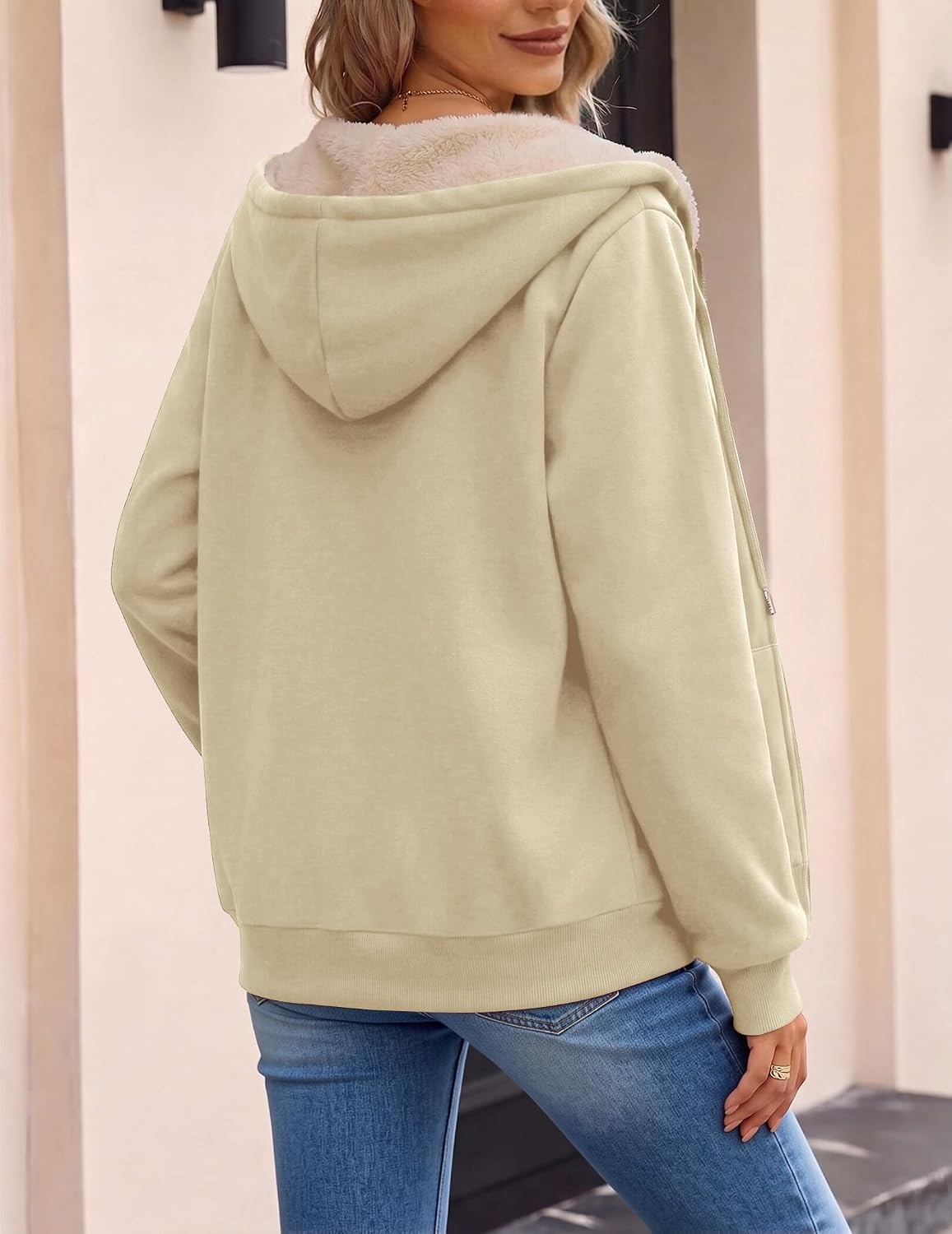 image:imageZeagoo Women Sherpa Fleece Jacket Zip Up Thick Warm Hoodie Fall Winter CoatApricot