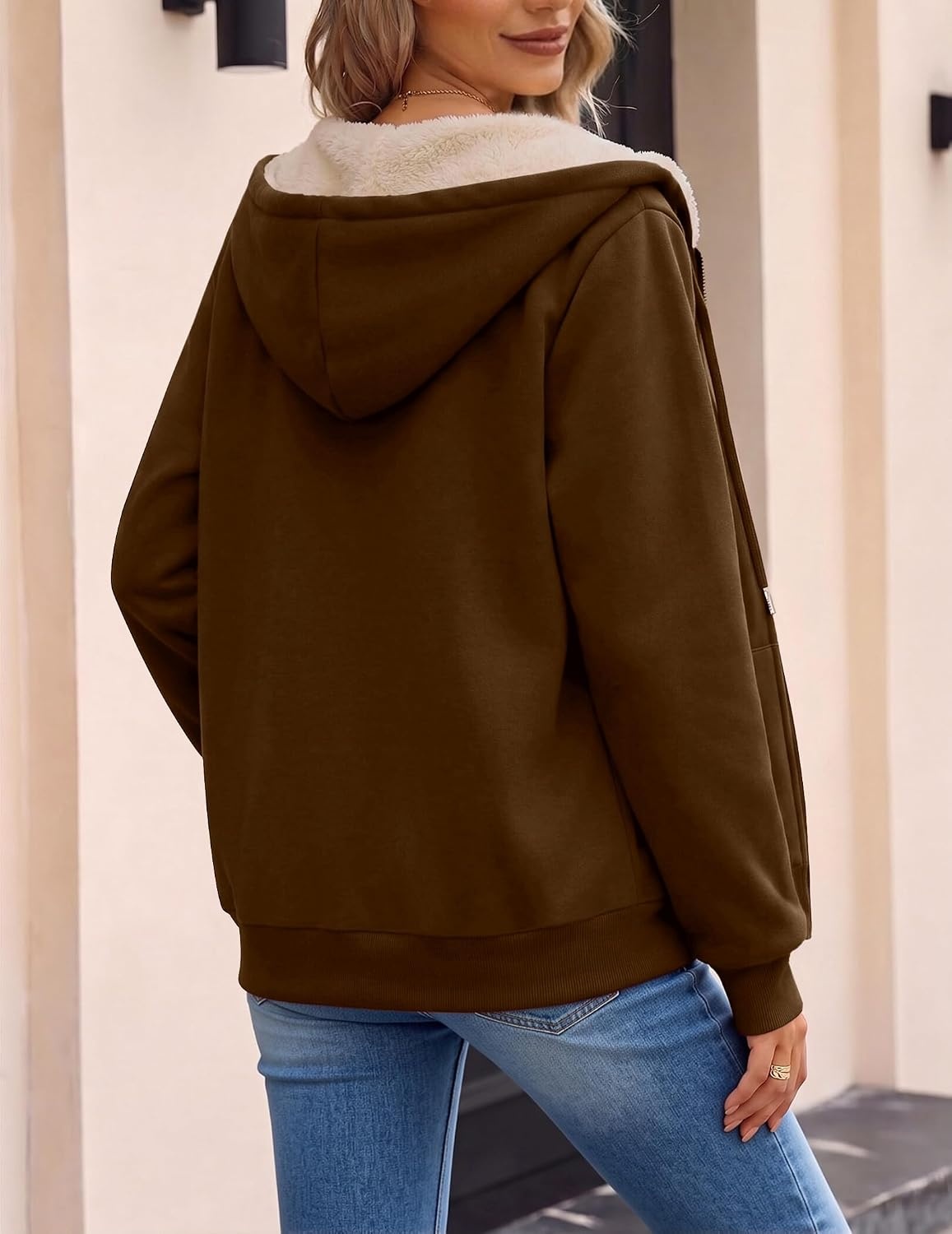 image:imageZeagoo Women Sherpa Fleece Jacket Zip Up Thick Warm Hoodie Fall Winter CoatBrown