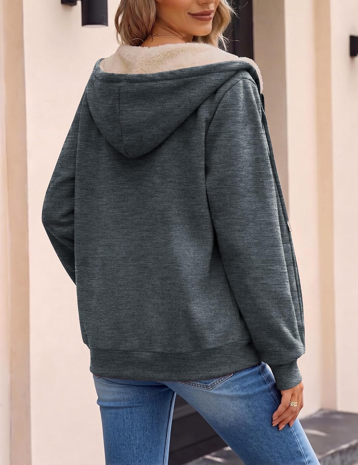 image:imageZeagoo Women Sherpa Fleece Jacket Zip Up Thick Warm Hoodie Fall Winter CoatDeep Grey