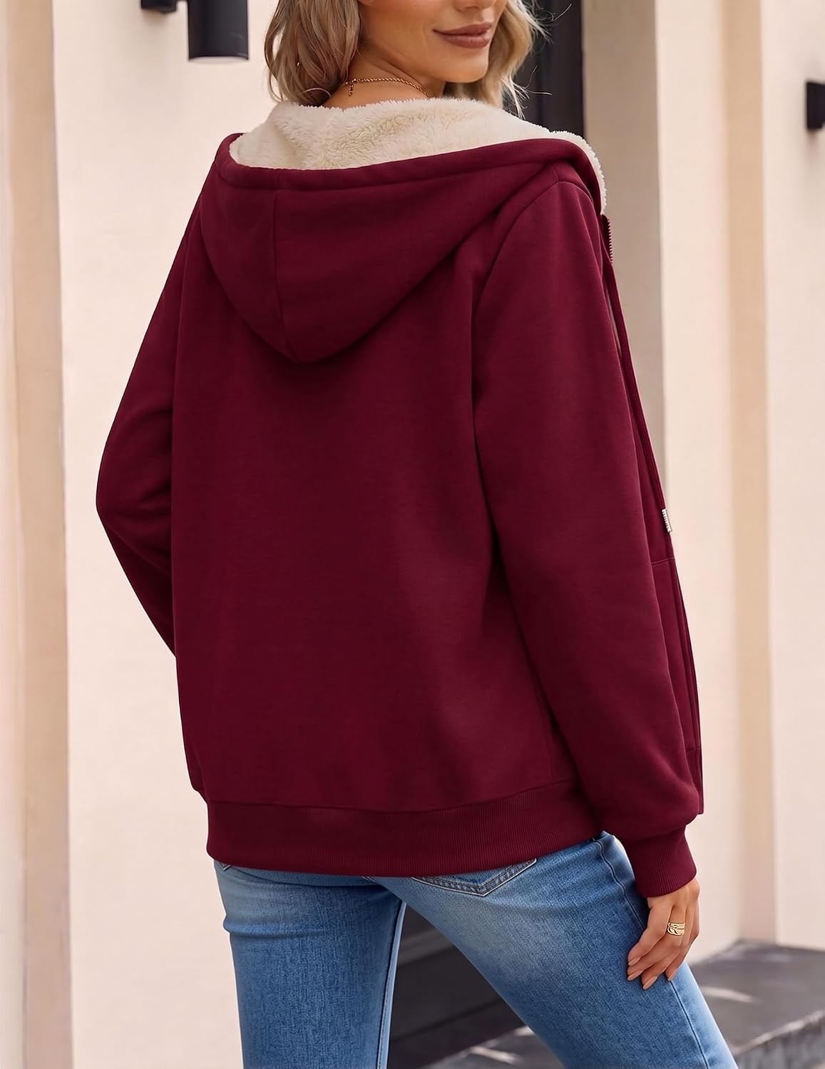 image:imageZeagoo Women Sherpa Fleece Jacket Zip Up Thick Warm Hoodie Fall Winter CoatWine Red
