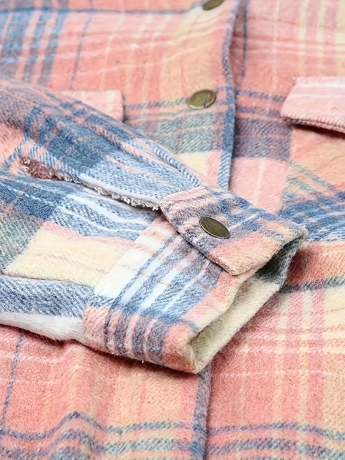image:imageZeagoo Womens Flannel Plaid Jacket Fleece Lined Shacket Hooded Warm CoatPink