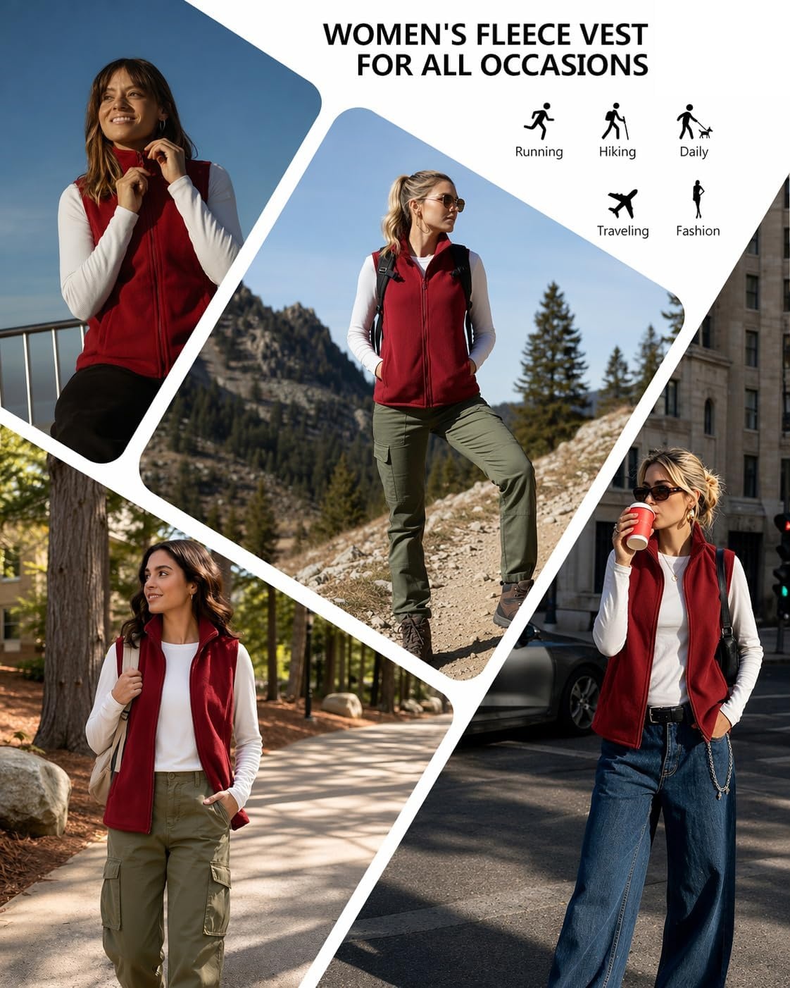 image:imageZeagoo Womens Outerwear Vests With Pockets Zipper Sleeveless Fleece JacketsBeige