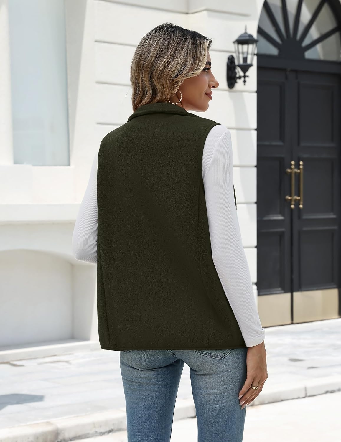 image:imageZeagoo Womens Outerwear Vests With Pockets Zipper Sleeveless Fleece JacketsBlack