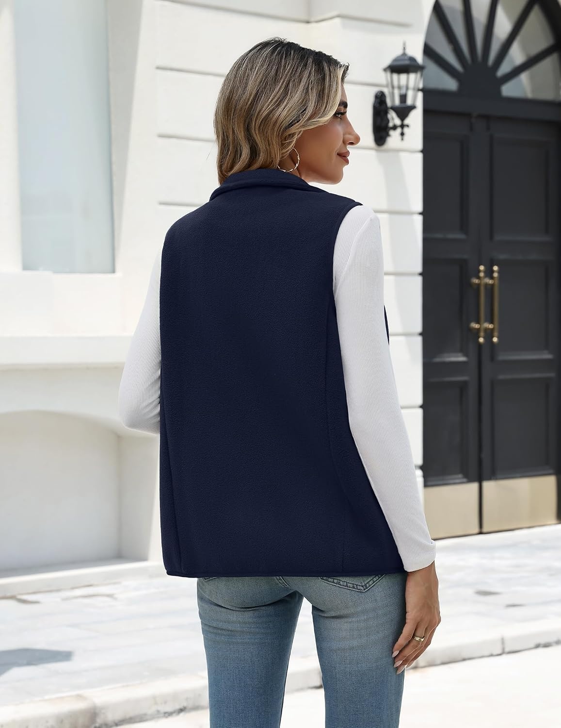 image:imageZeagoo Womens Outerwear Vests With Pockets Zipper Sleeveless Fleece JacketsDark Blue