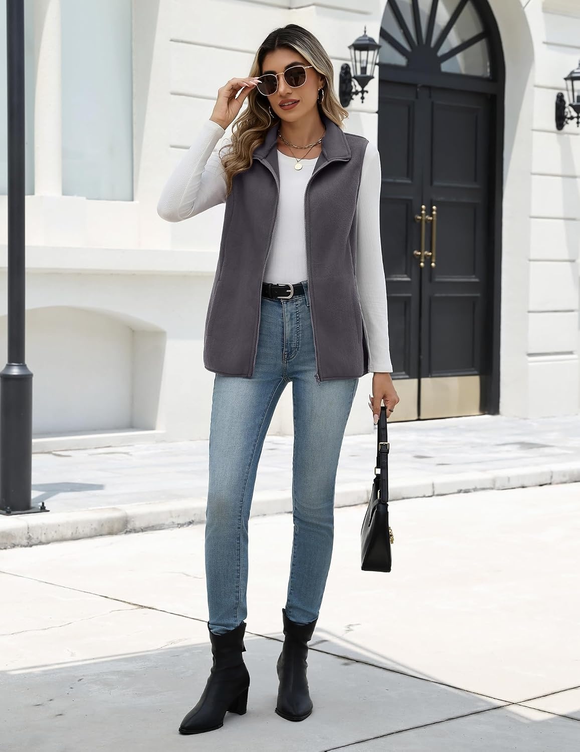 image:imageZeagoo Womens Outerwear Vests With Pockets Zipper Sleeveless Fleece JacketsDark Grey