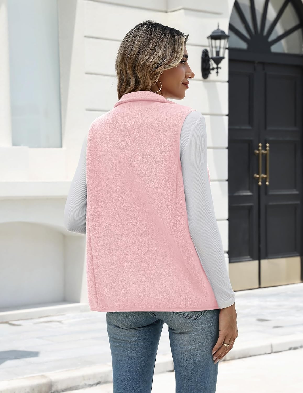 image:imageZeagoo Womens Outerwear Vests With Pockets Zipper Sleeveless Fleece JacketsLight Pink