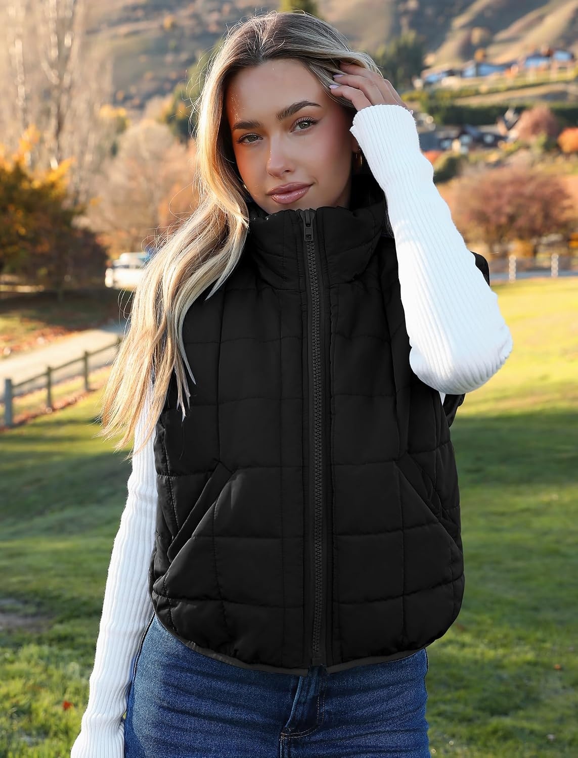 image:imageZeagoo Womens Puffer Vest Ladies Sleeveless Zip Up OuterwearBlack