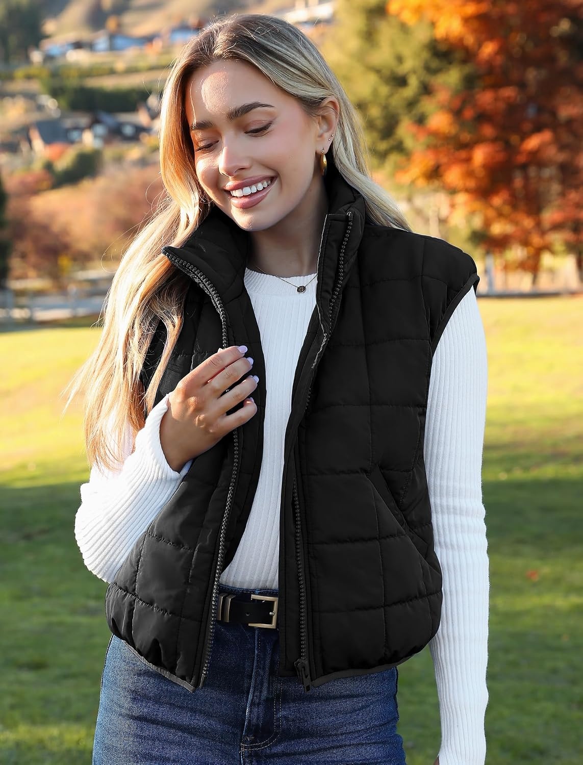 image:imageZeagoo Womens Puffer Vest Ladies Sleeveless Zip Up OuterwearBlack