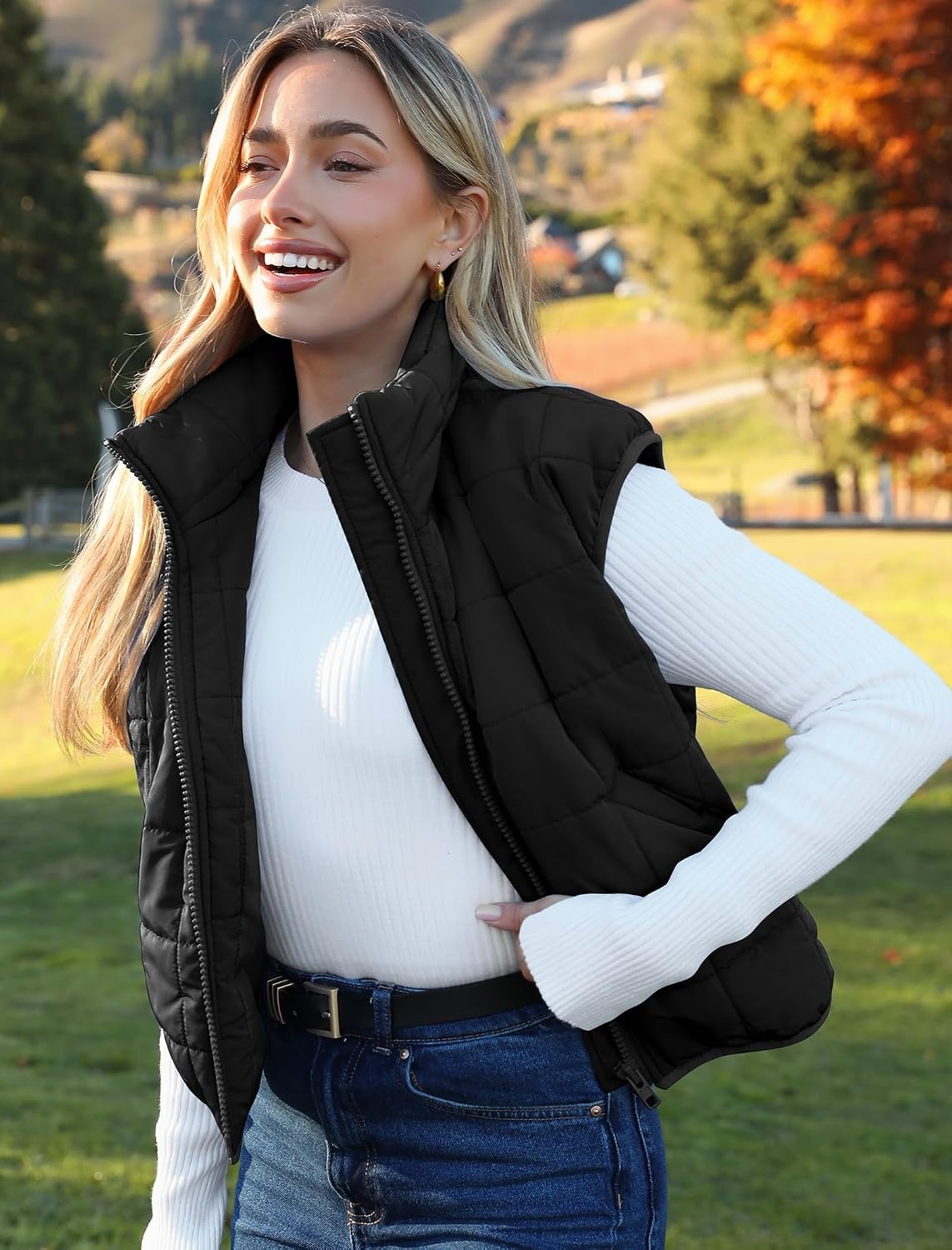 image:imageZeagoo Womens Puffer Vest Ladies Sleeveless Zip Up OuterwearBlack