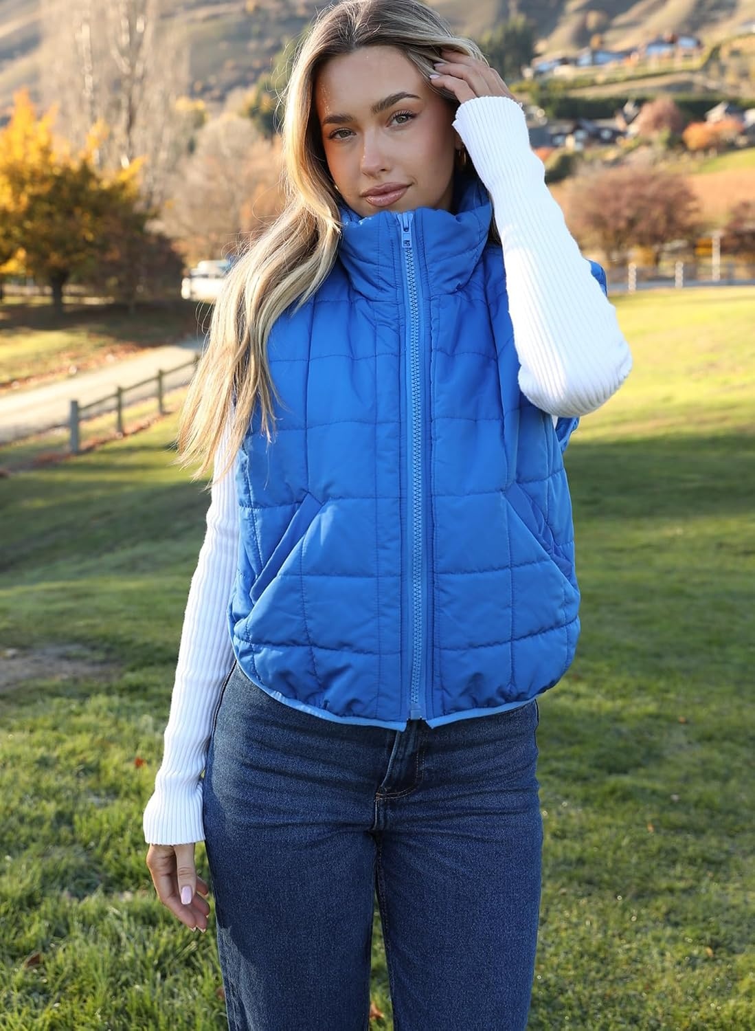 image:imageZeagoo Womens Puffer Vest Ladies Sleeveless Zip Up OuterwearBlue