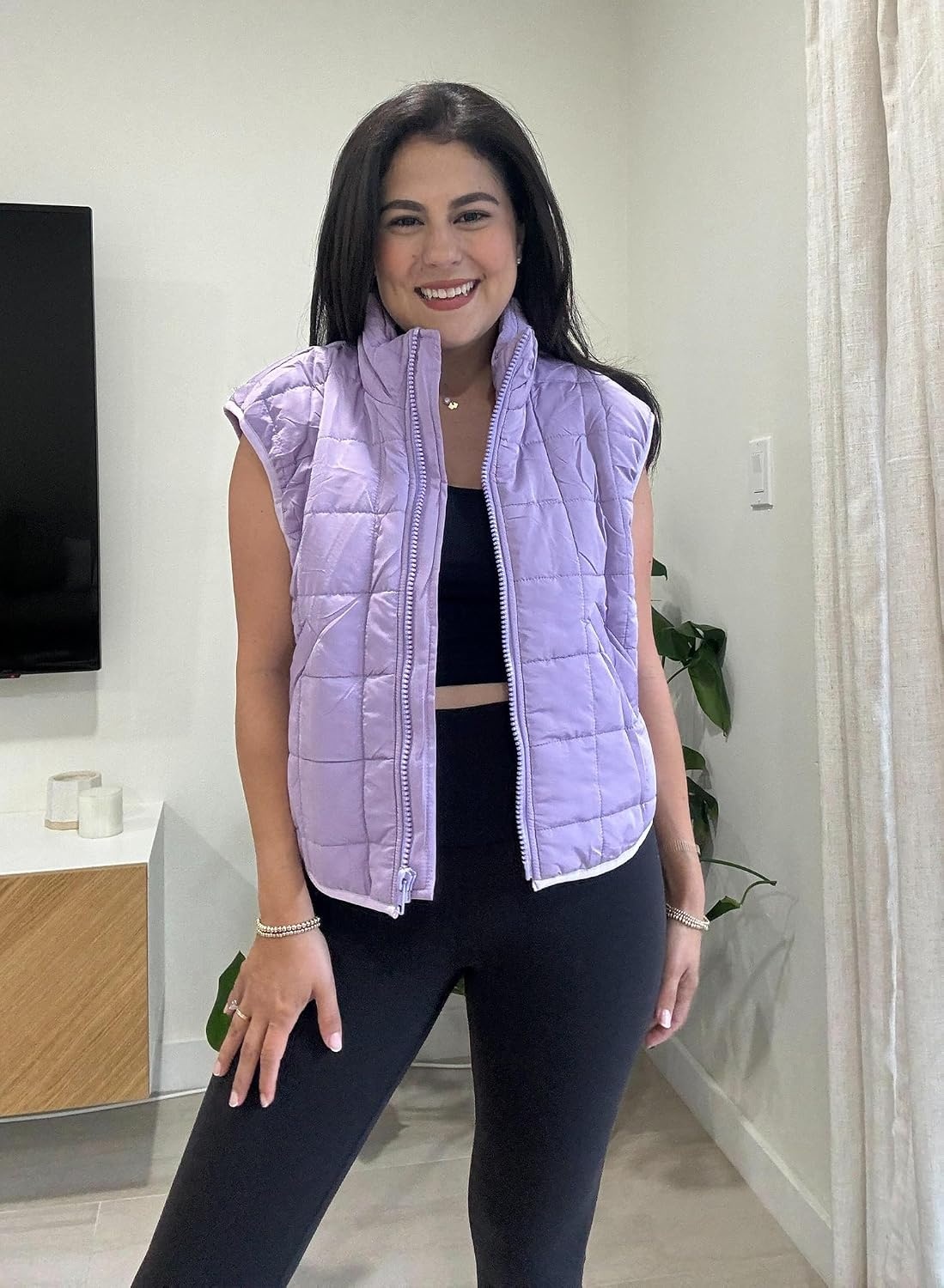 image:imageZeagoo Womens Puffer Vest Ladies Sleeveless Zip Up OuterwearLilac