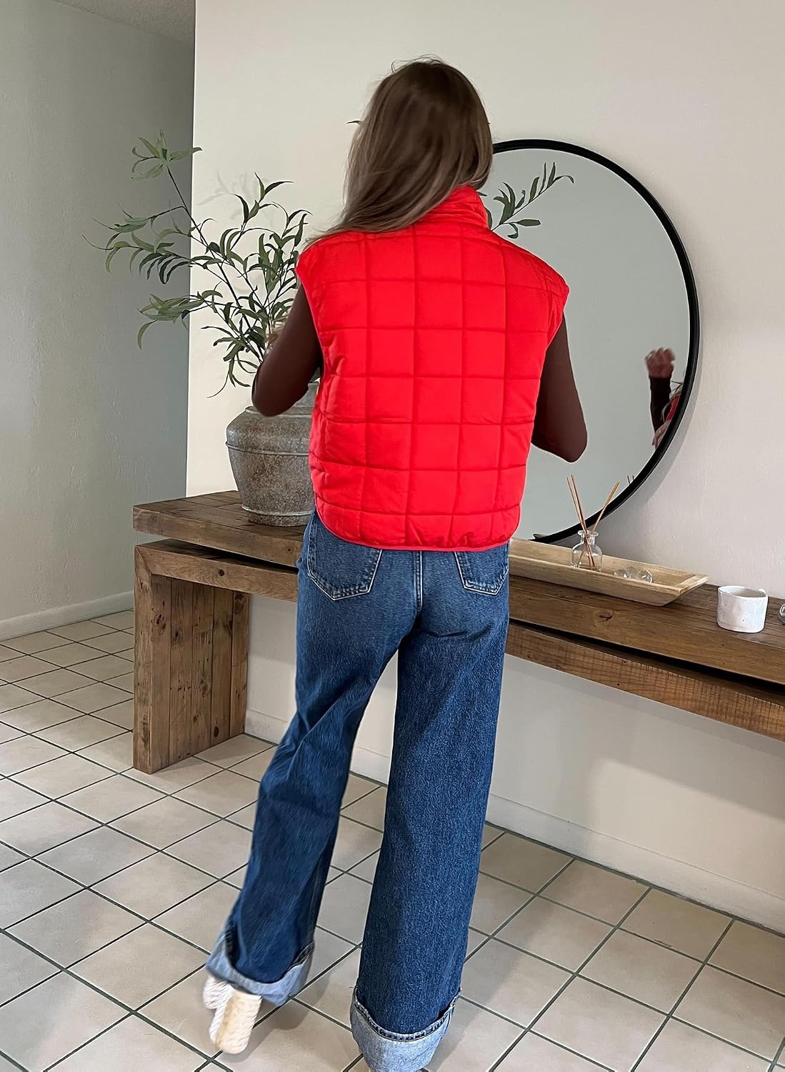 image:imageZeagoo Womens Puffer Vest Ladies Sleeveless Zip Up OuterwearRed