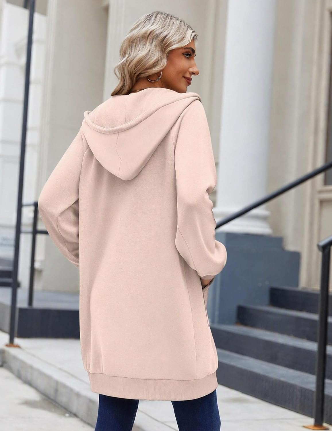 image:imageZeagoo Womens Zip Up Hoodies Long Sleeve Long Tunic Sweatshirts OversizedOatmeal