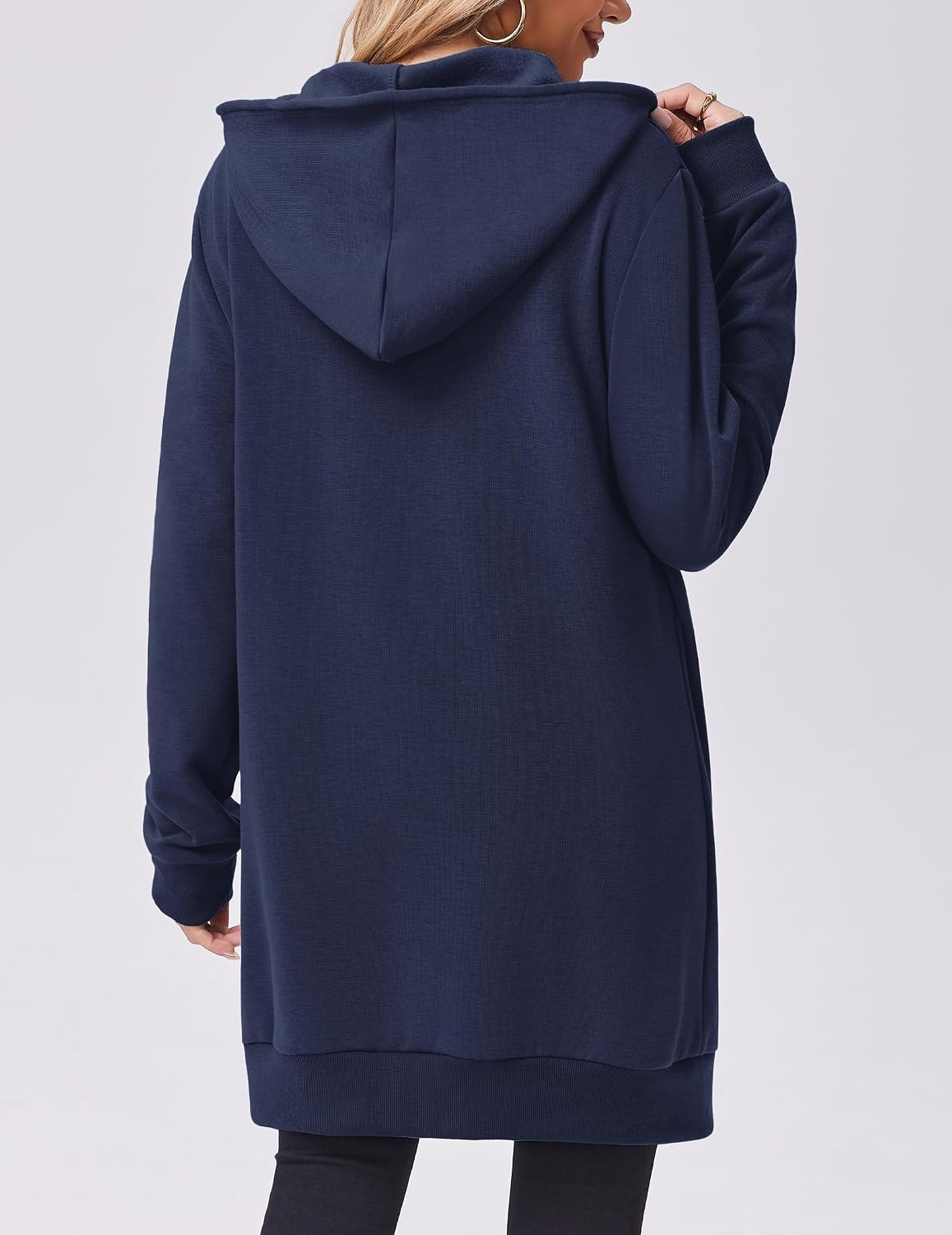 image:imageZeagoo Womens Zip Up Hoodies Long Tunic Sweatshirts Oversized Fleece Casual Long Sleeve 2026 Fall Hoodie Jacket CoatSolid Navy