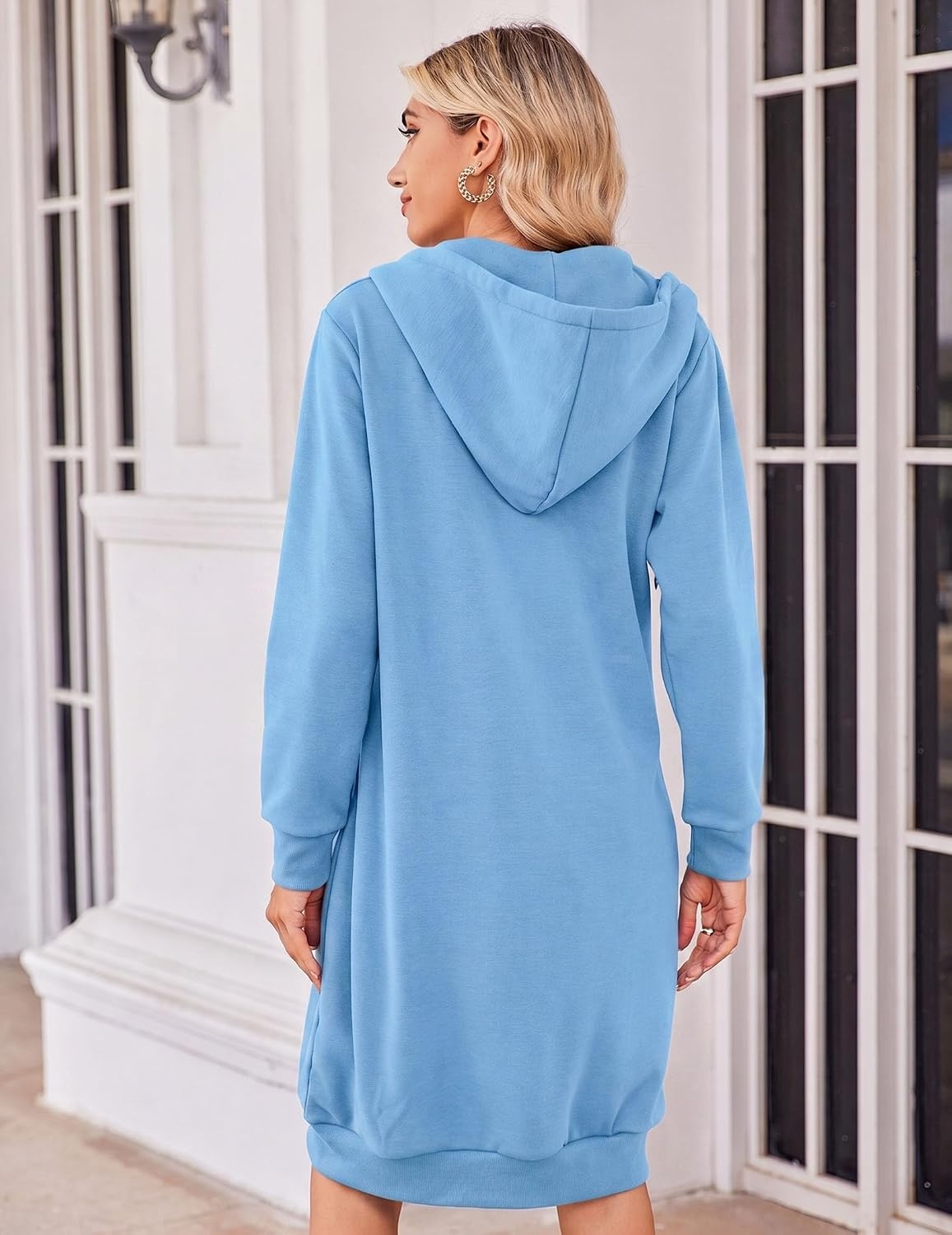 image:imageZeagoo Womens Zip Up Hoodies Oversized Fleece Long Tunic Sweatshirts Casual Long Sleeve 2026 Fall Hoodie Jacket CoatBaby Blue