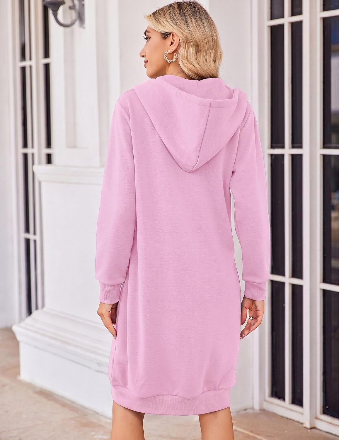 image:imageZeagoo Womens Zip Up Hoodies Oversized Fleece Long Tunic Sweatshirts Casual Long Sleeve 2026 Fall Hoodie Jacket CoatBlush Pink