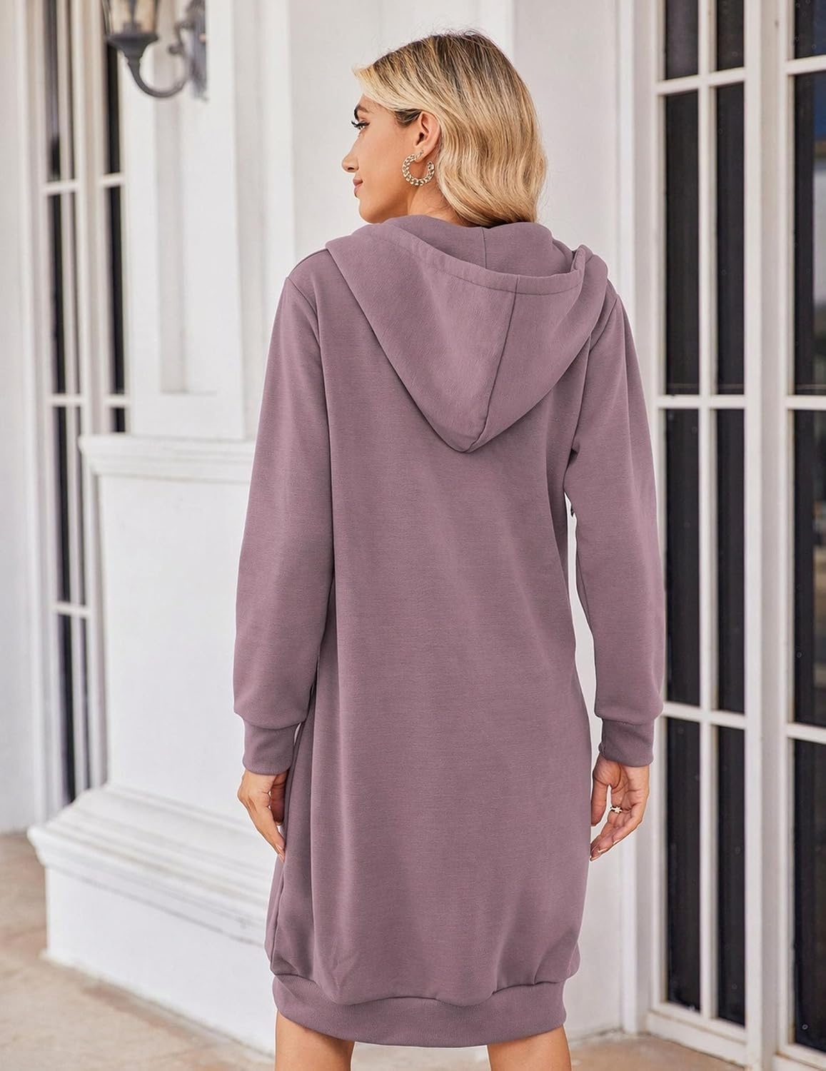 image:imageZeagoo Womens Zip Up Hoodies Oversized Fleece Long Tunic Sweatshirts Casual Long Sleeve 2026 Fall Hoodie Jacket CoatGdusty Pink