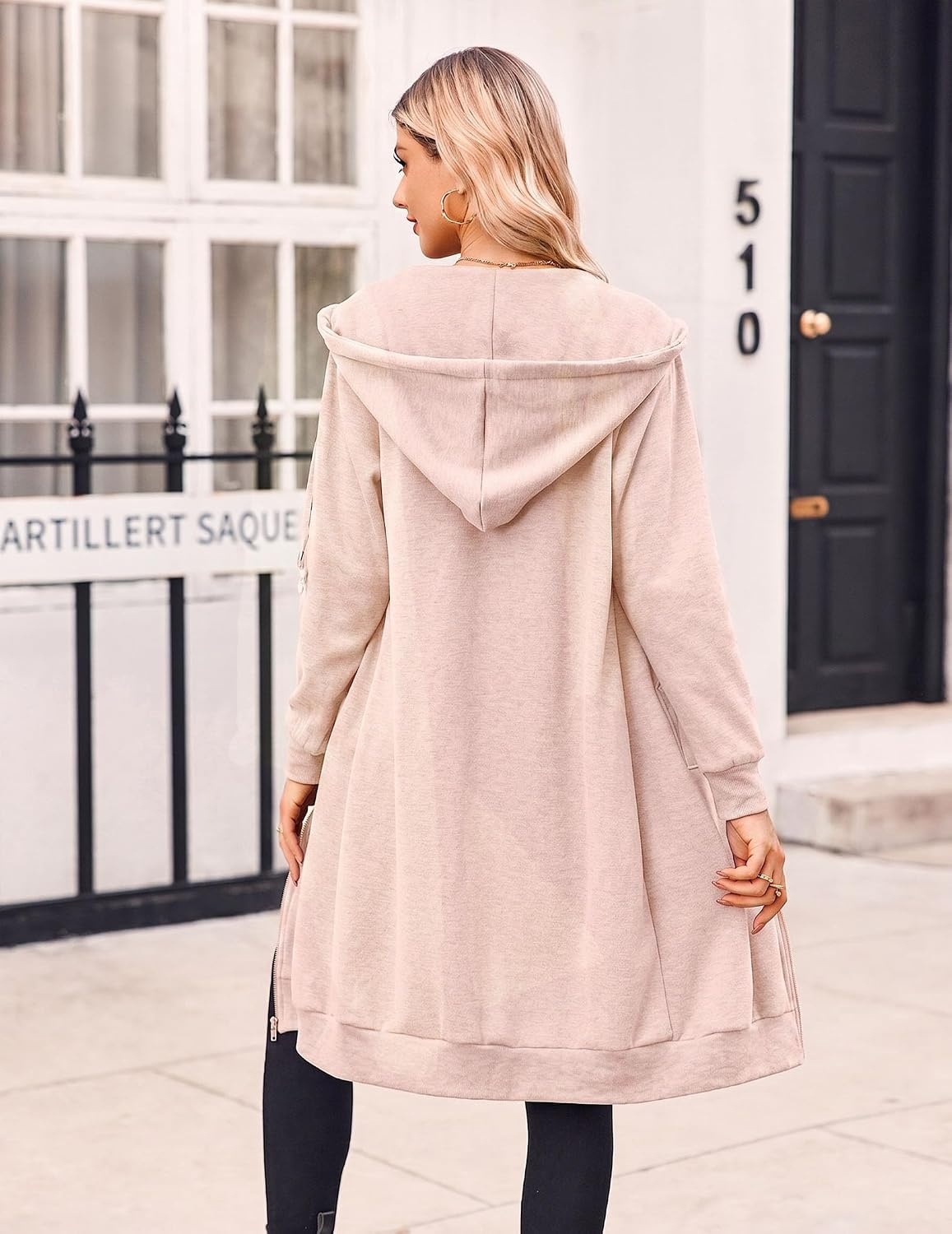 image:imageZeagoo Womens Zip Up Hoodies Oversized Fleece Long Tunic Sweatshirts Casual Long Sleeve 2026 Fall Hoodie Jacket CoatOatmeal