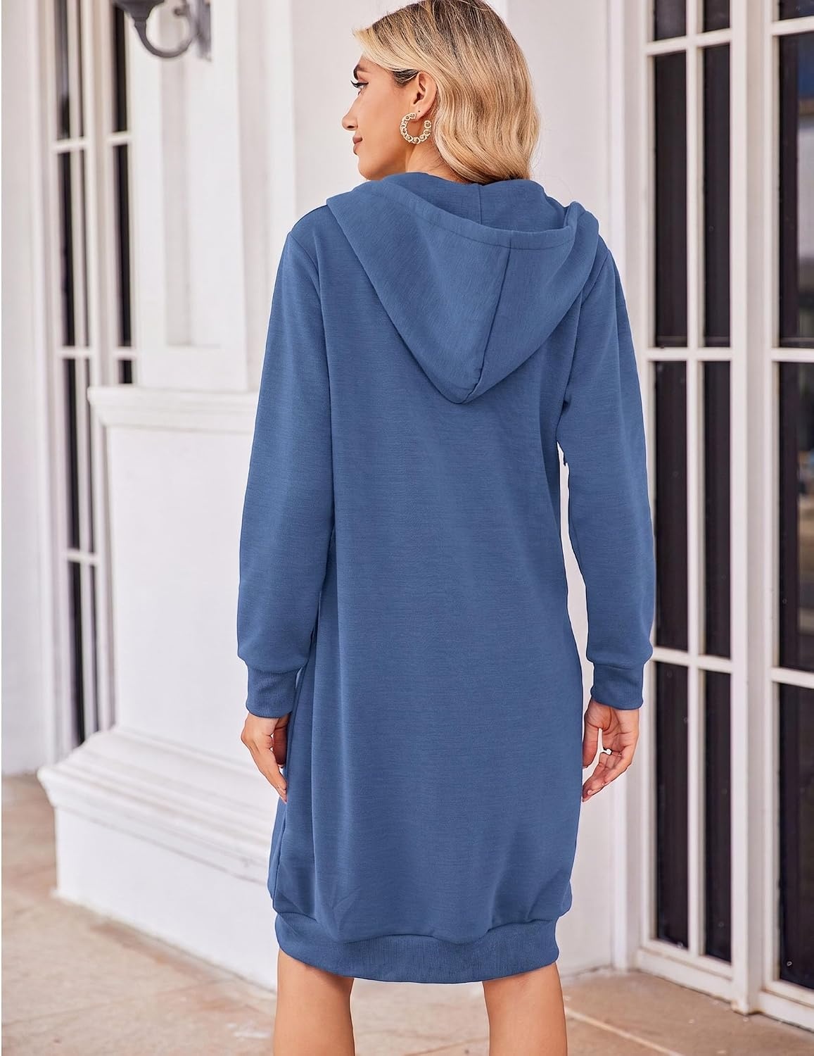 image:imageZeagoo Womens Zip Up Hoodies Oversized Fleece Long Tunic Sweatshirts Casual Long Sleeve 2026 Fall Hoodie Jacket CoatSlate Blue