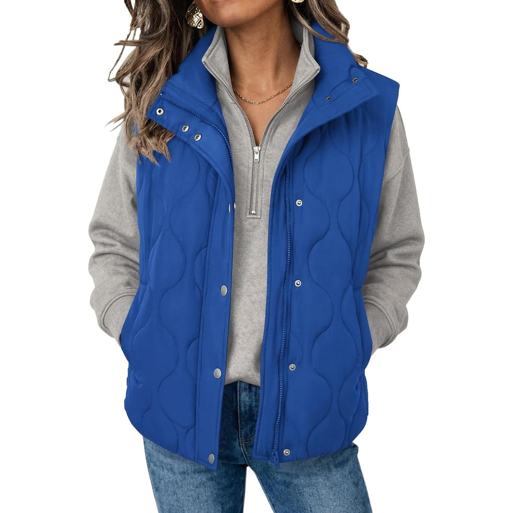 image:imageZeagoo Women Oversized Puffer Vest Stand Collar Zip Up Sleeveless OuterwearSky Blue